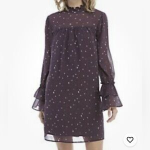 Purple Long Sleeve Blouse with Ruffle Cuffs